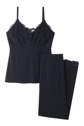 Dantel Detaylı Jarse Cami Pijama Takımı
