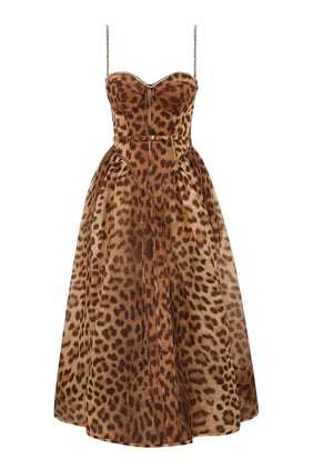 Leopar Desenli Midi Elbise - Zimmermann