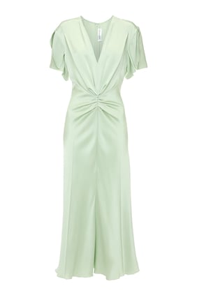 Victoria Beckham V Yaka Midi Elbise
