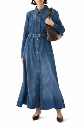 Şık Denim Maxi Elbise