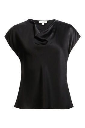 İpek Cowl Yaka Bluz - Siyah