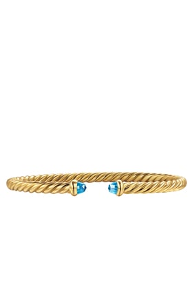 Cablespira® Flex Bilezik, 18K Sarı Altın & Mavi Topaz