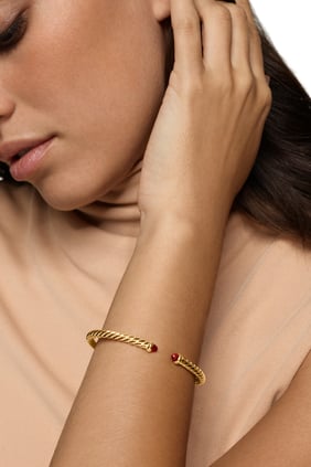 Cablespira® Flex Bilezik, 18K Sarı Altın ve Rhodolite Garnet