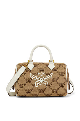 MCM Ella Boston Çantası - Lauretos Raffia Jakarlı