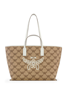 MCM Himmel Shopper Lauretos Raffia Jacquard