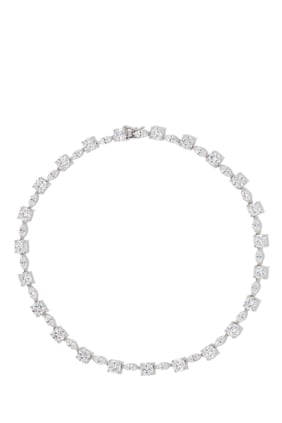 Rhodium Kaplama Pirinç ve Zirkonya Taşlı Tenis Kolye
