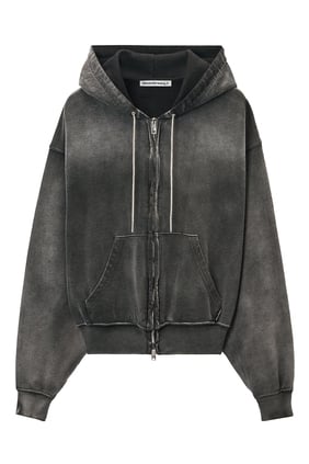 Kristal Sıcak Yapışkan Çizgili Kısa Kapüşonlu Sweatshirt
