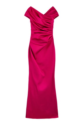 Asimetrik Off-Shoulder Abiye Elbise