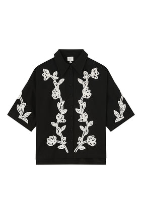 Çiçek Nakışlı Oversize Gömlek