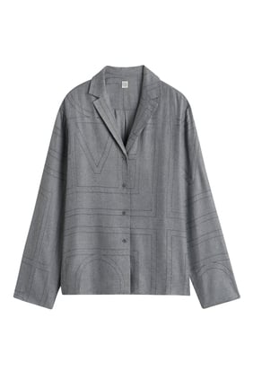 Monogram Desenli Yumuşak Flanel Pijama Üstü