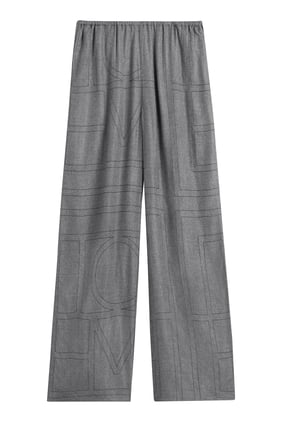 Monogram Desenli Keten Pijama Altı