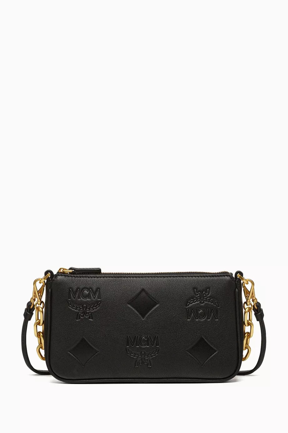 Aren Maxi Monogram Deri Çapraz Çanta Siyah, Zincir & Ayarlanabilir Askılı, Lüks Tasarım