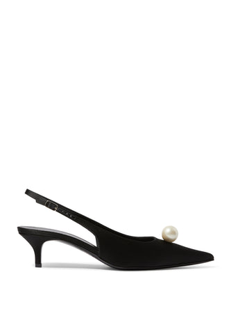 İnce Topuklu İnci Detaylı Slingback Ayakkabılar