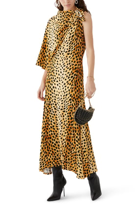 Leopar Desenli Maxi Elbise