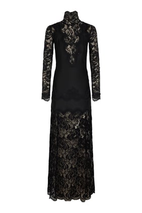 Dantel ve Jersey Uzun Elbise