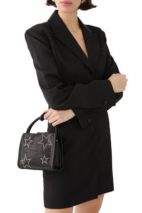 Yıldız Desenli Saten Mini Tote Çanta