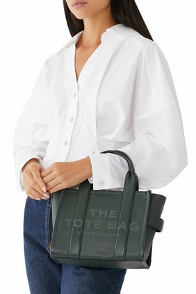 Küçük Deri Tote Çanta - Yeşil