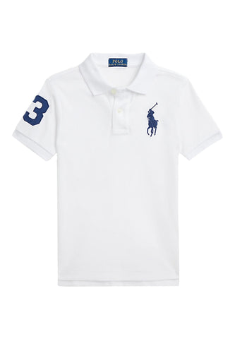 Çocuk Slim Fit Pamuklu Mesh Polo Tişört - BEYAZ