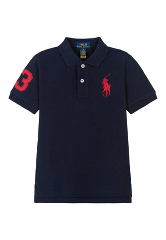 Çocuk Slim Fit Pamuklu Dantel Polo Tişört - Lacivert