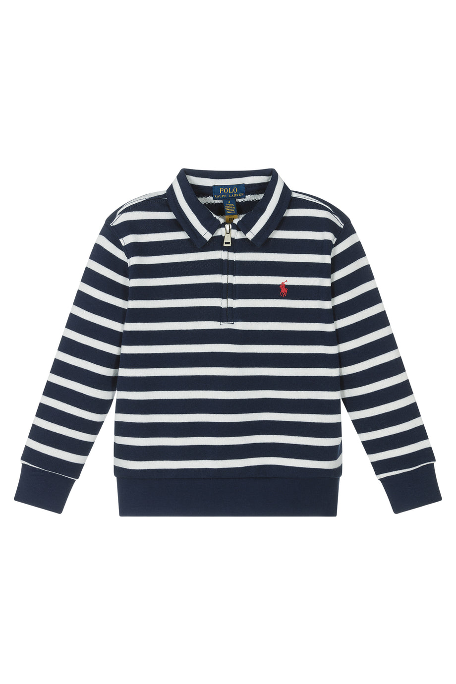 Çocuk Çizgili Fransız Terry Sweatshirt - Newport Navy/Paper White