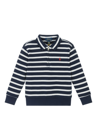 Çocuk Çizgili Fransız Terry Sweatshirt - Newport Navy/Paper White