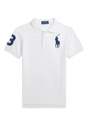 Çocuk Slim Fit Pamuklu Ağı Mesh Polo Tişört - BEYAZ