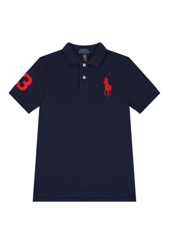 Çocuk Slim Fit Pamuklu Ağı Mesh Polo Tişört - Lacivert