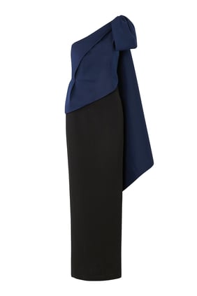 Asimetrik Taffeta Kemerli Elbise