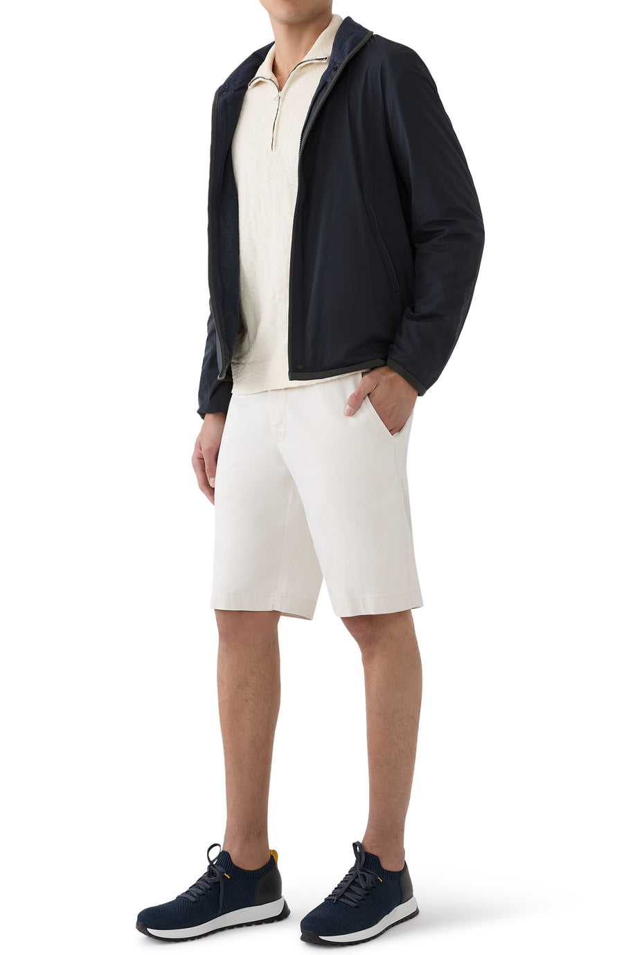 Teknik Kumaş Deri Sneaker - Mavi