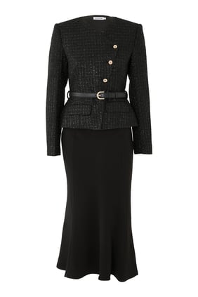 Asimetrik Midi Elbise - Boucle