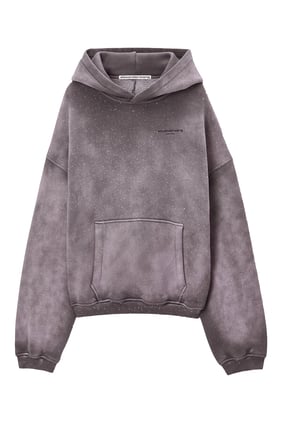 Kristal Hotfix Kapüşonlu Sweatshirt - Mor