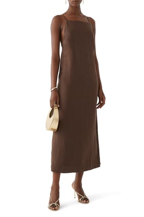 Malu Keten Midi Elbise - Şıklığın Yeni Adresi