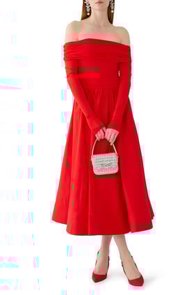 Chara Off-Shoulder Midi Elbise