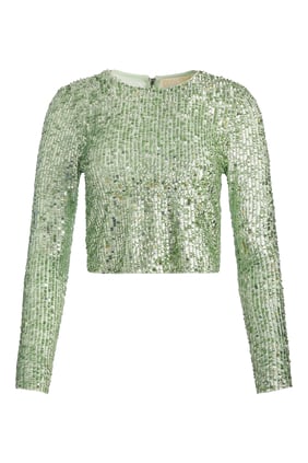 Delaina Süslemeli Uzun Kollu Kısa Bluz