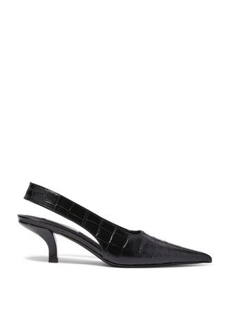 Klasik Kroko Desenli Slingback Pompa