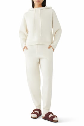 Lüks Kaşmir Triko Kapüşonlu Sweatshirt - İvory