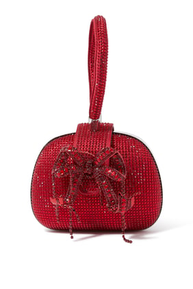 Taşlı Top Kulplu Clutch Çanta