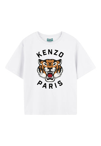 Çocuklar İçin Kenzo Kaplan Logolu T-Shirt - Ecru