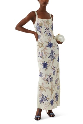 Zodiac Boncuklu Maxi Elbise