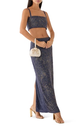 Zodyak Boncuklu Kısa Bluz