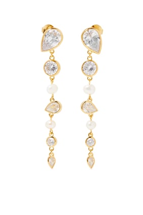 Geçmişin Işığı Küpe, 14K Sarı Altın Vermeil, Tatlısu İncileri & Zirkon
