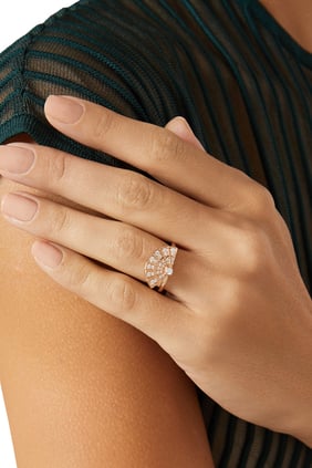 Fanfare Senfoni Mini İkonlar Pırlanta Yüzük, 18K Rose Gold
