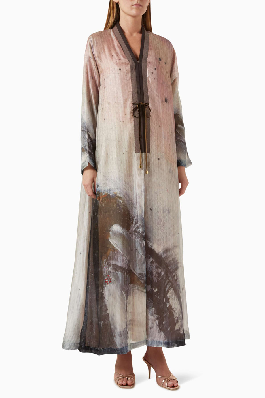 Modern Kadınlar için Şık Baskılı Abaya Elbise Sheila ile Birlikte Hediye