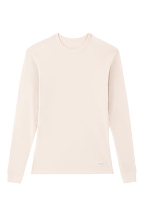 Krem Renk Waffle Yaka Kadın Sweatshirt