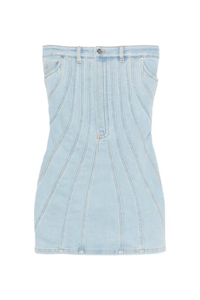 Spiral Denim Sırt Dekolteli Elbise