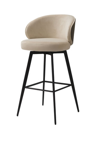 Camerota Bar Taburesi, Sabino Beji & Siyah Ahşap, Modern Zarafet, %100 Polyester Kumaş