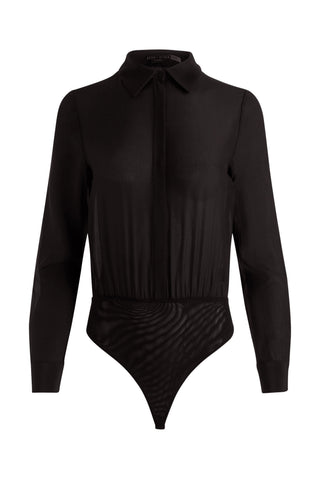 Willa Silk Bodysuit, %100 İpek, Dar Kesim, Gündüzden Geceye Şıklık