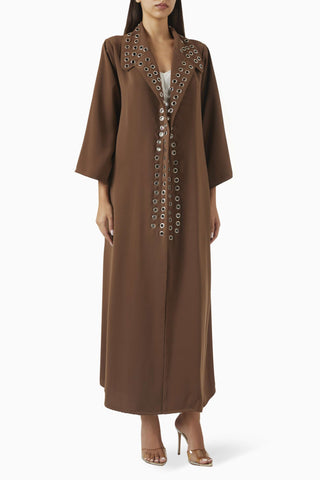 Konforlu Kullanım İçi Tasarlanmış Metal Göz Detaylı Abaya ve Sheila Modelleri