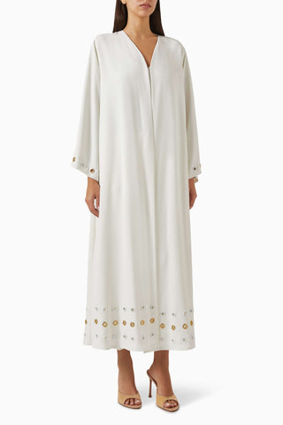 Şık Dikiş Detaylı Uzun Kollu Abaya Rahat Kesim ve Şila ile Modern Görünüm