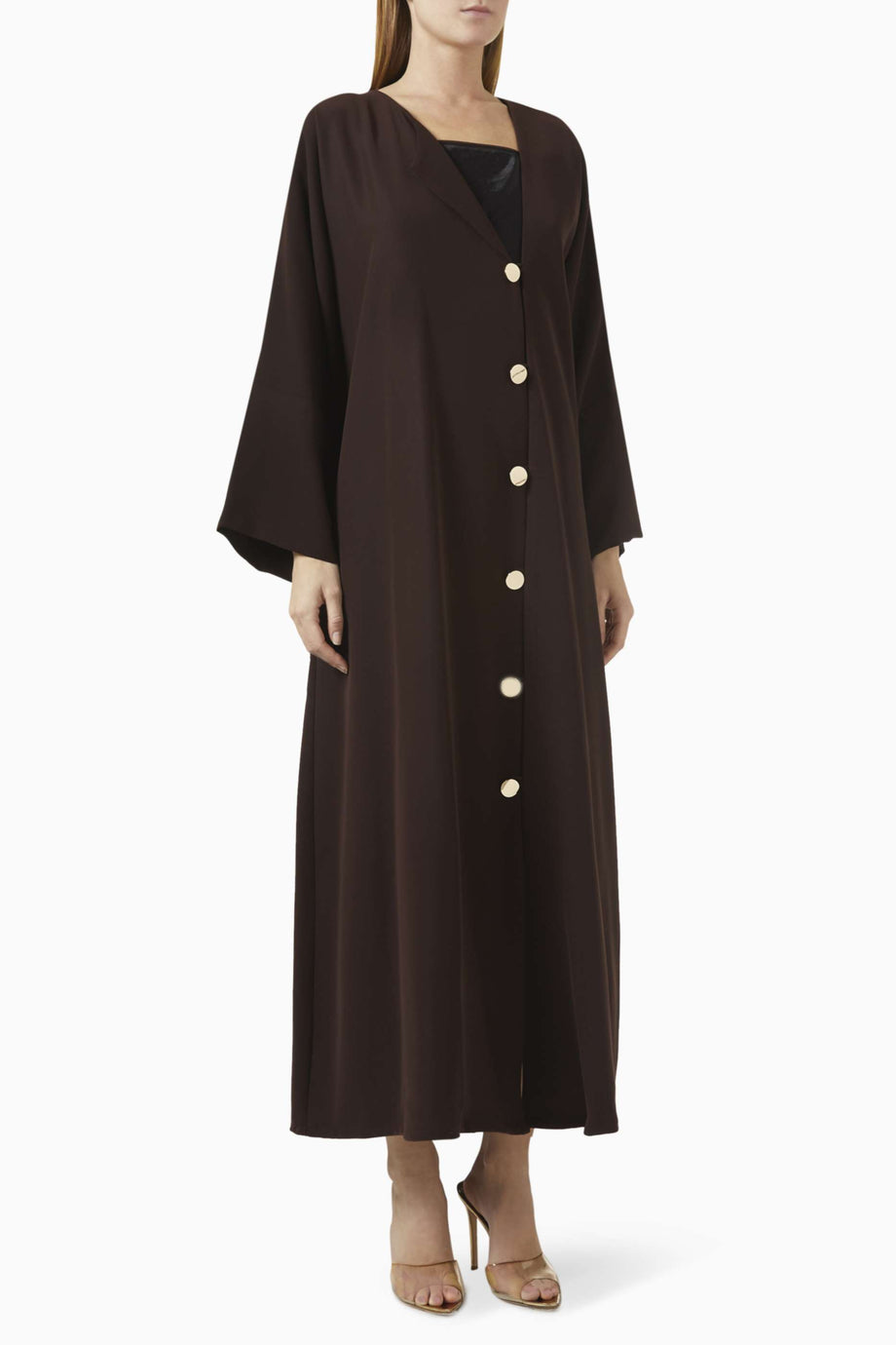 Modern V Yaka Butonlu Abaya Şık Drapeli Tasarım ve Şila ile Rahat Kullanım